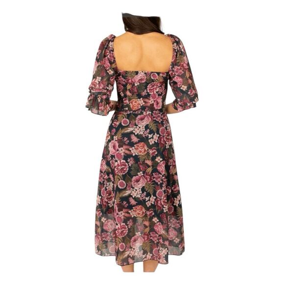 Mia Joy Joyfolie Rehanne Midnight Blue Floral Set Smocked Top Midi Skirt XS - Picture 7 of 12